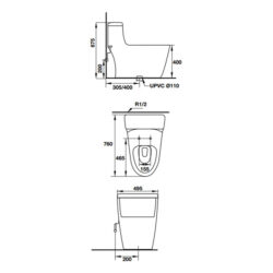 Thông Số Bồn Cầu 1 Khối Iconic Hafele 588.79.401