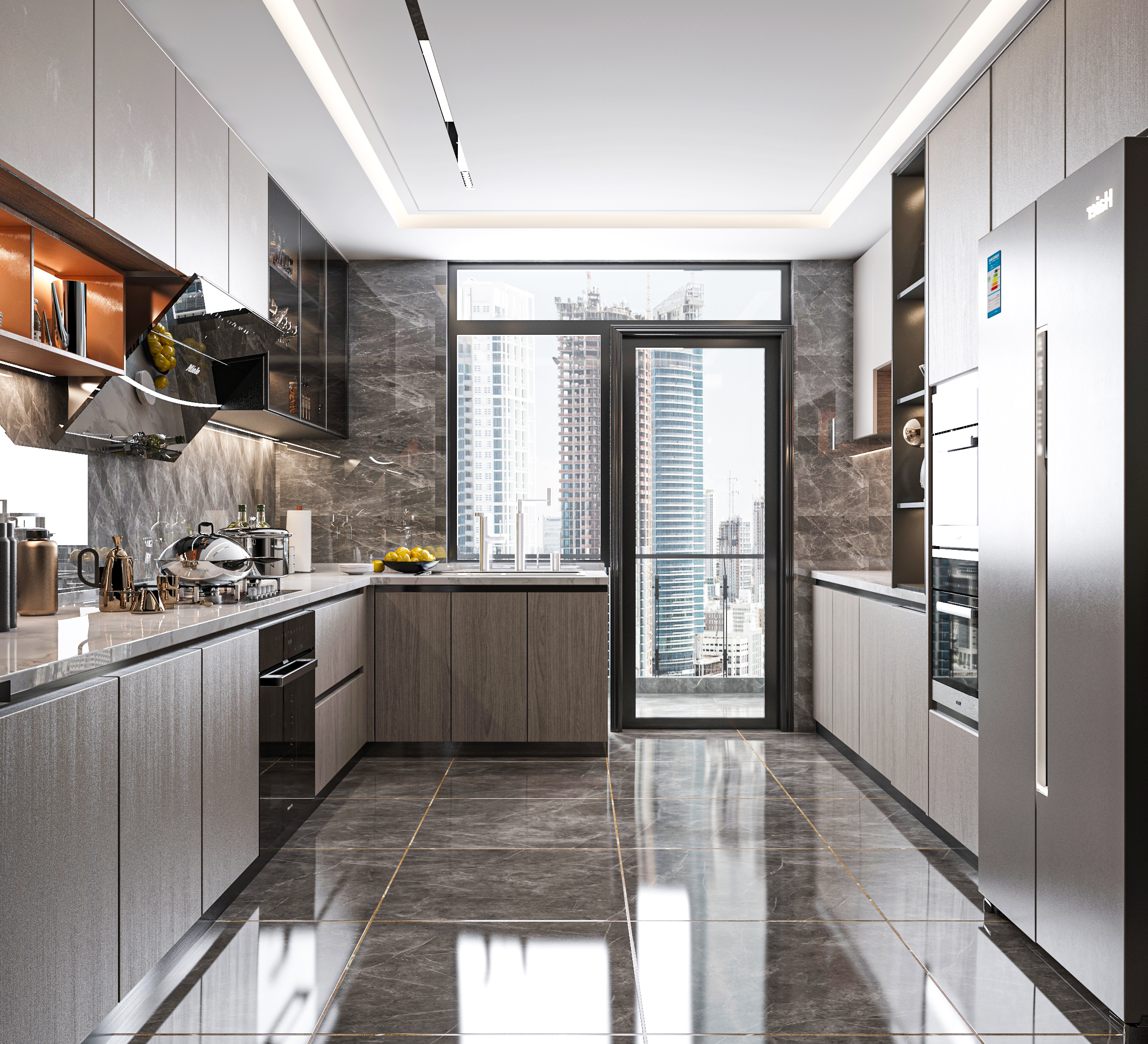 Tủ Bếp Gỗ Công Nghiệp MDF An Cường Phủ Melamine