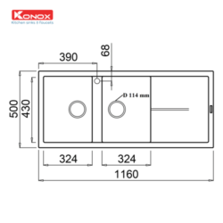 Chậu Rửa Bát Konox Livello Smart 1160 Black