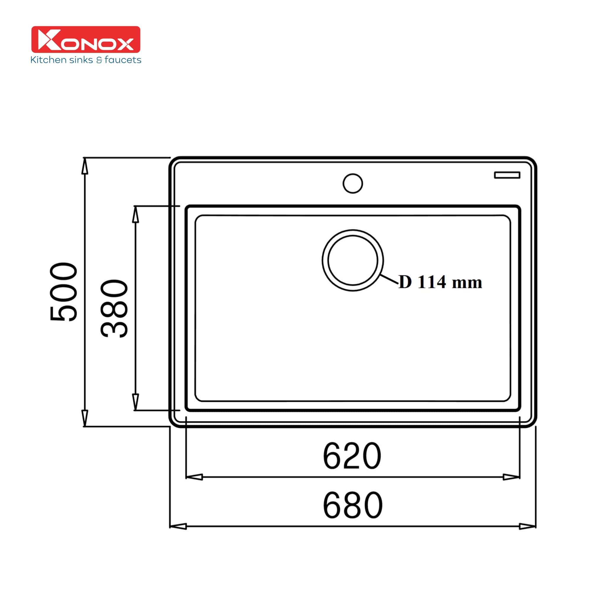 Chậu rửa bát đá Konox Ruvita 680 Black