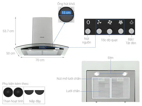 Máy Hút Mùi Kính Cong Kocher K 8390XS