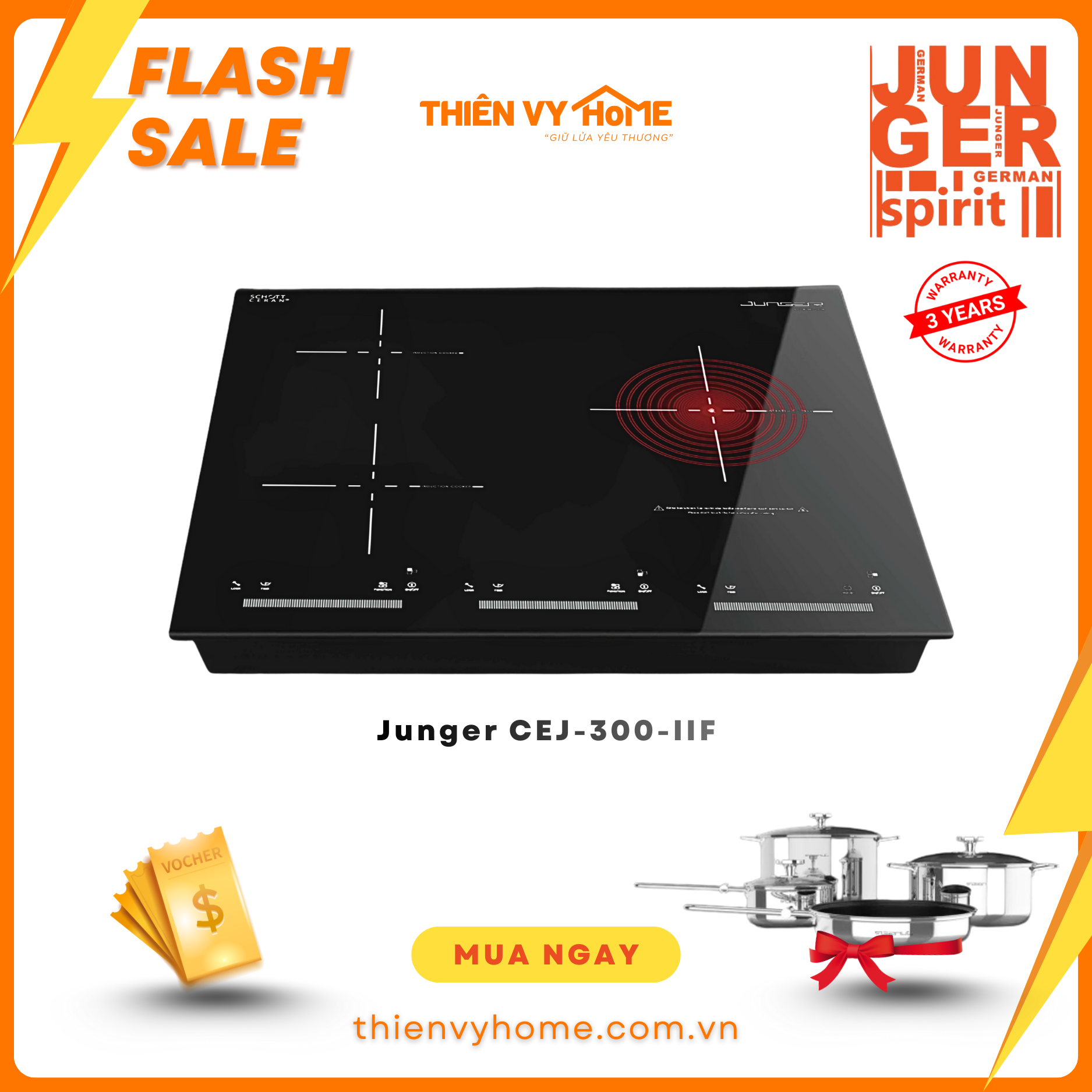 Bếp điện từ ba Junger CEJ-300-IIF