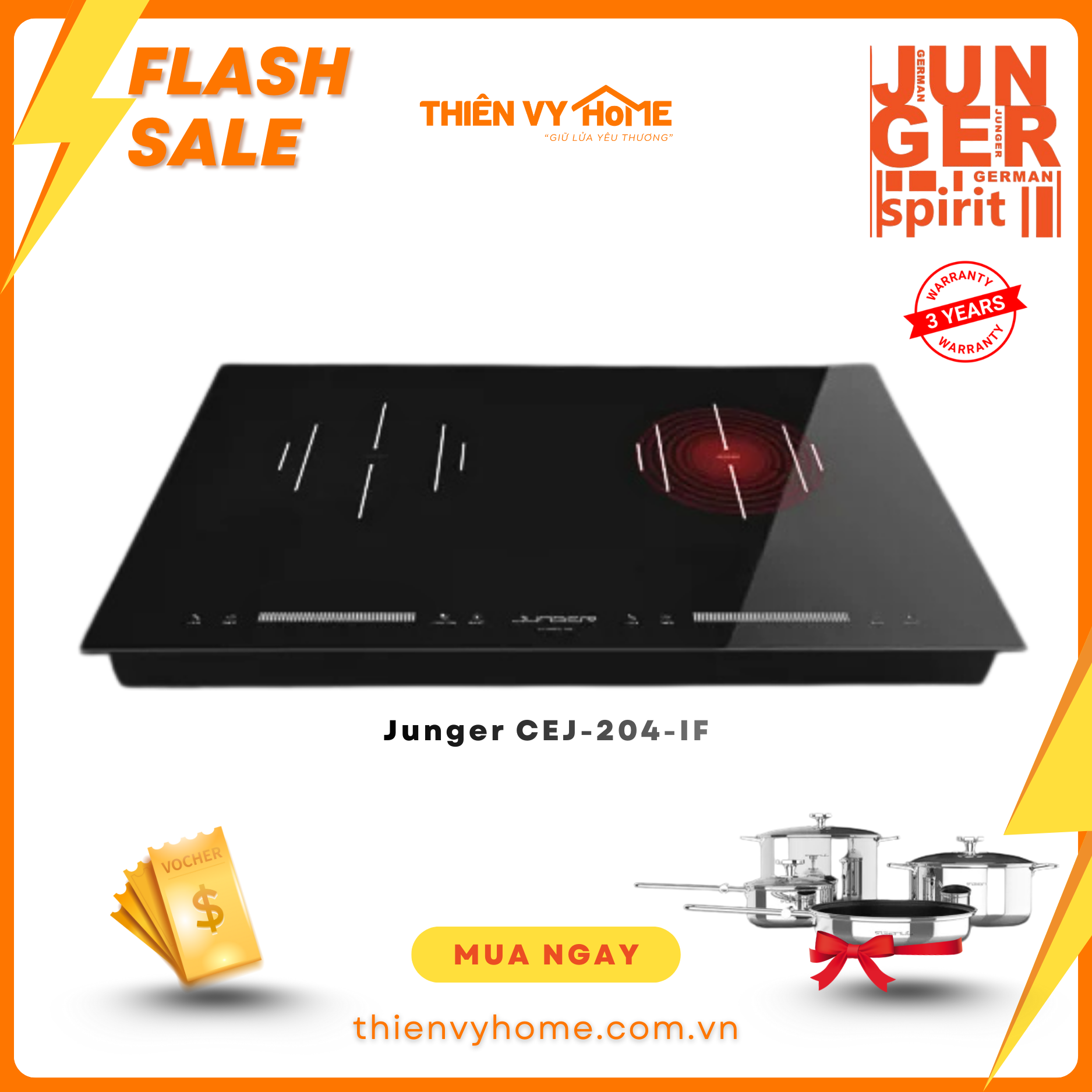 Bếp điện từ đôi Junger CEJ-204-IF