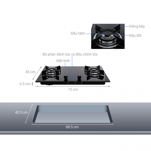 Bếp gas âm TeKa GT LUX 75 2G AI AL 2TR