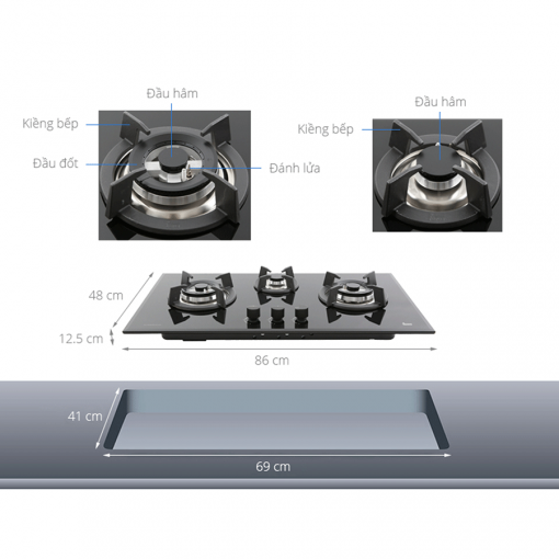 Bếp gas âm TeKa GT LUX 86 3G AI AL