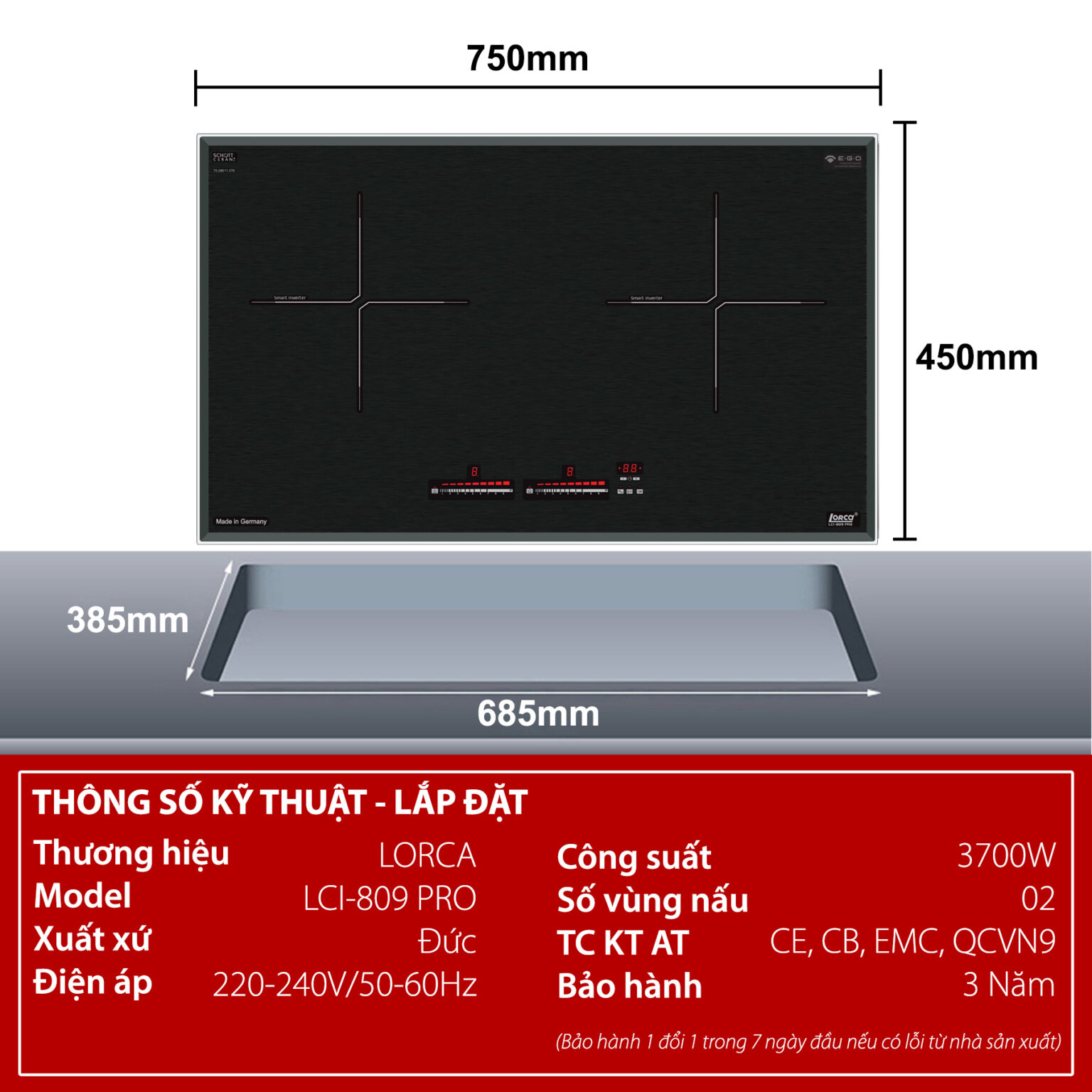 Bếp từ đôi Lorca LCI 809 PRO