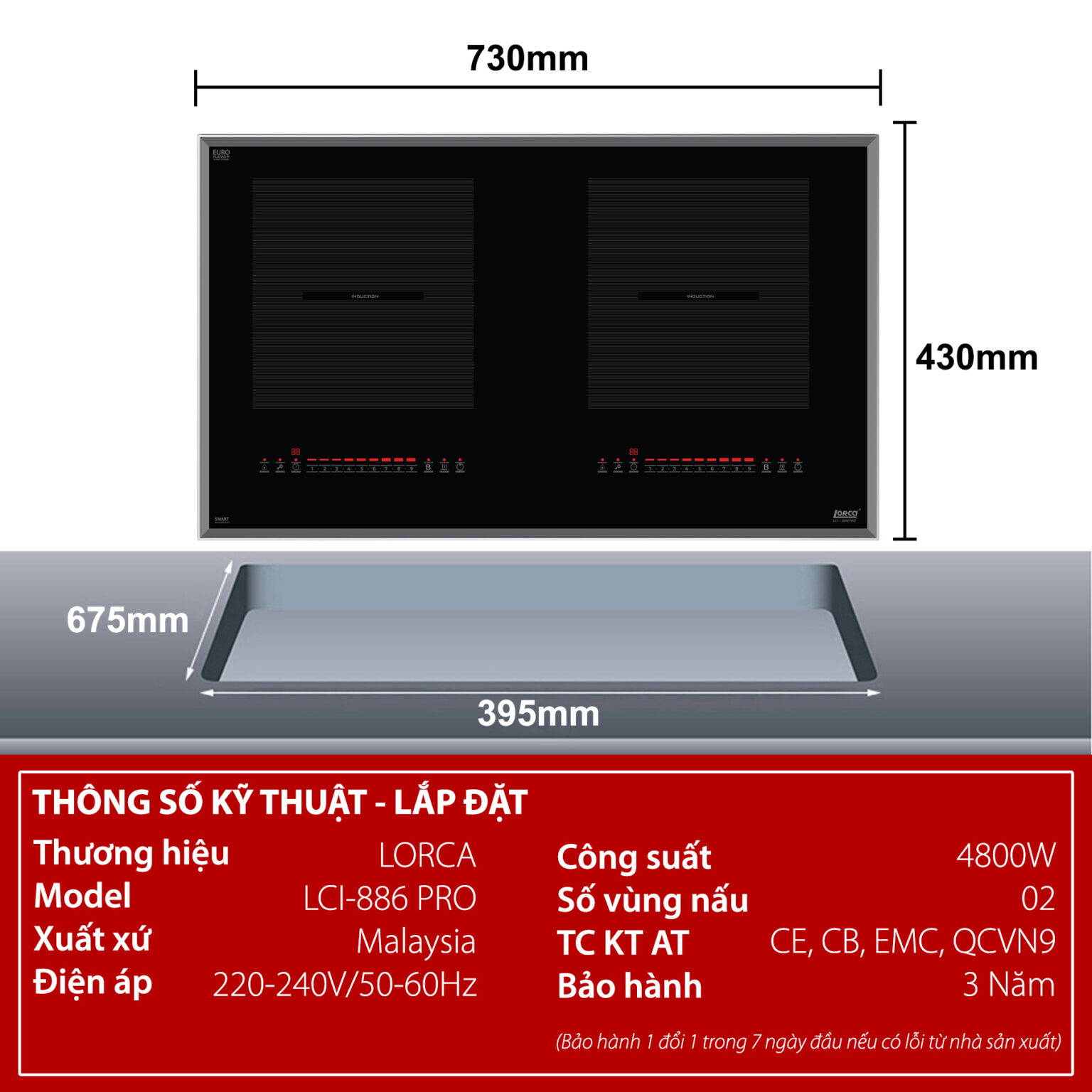 Bếp từ đôi Lorca LCI 886 PRO