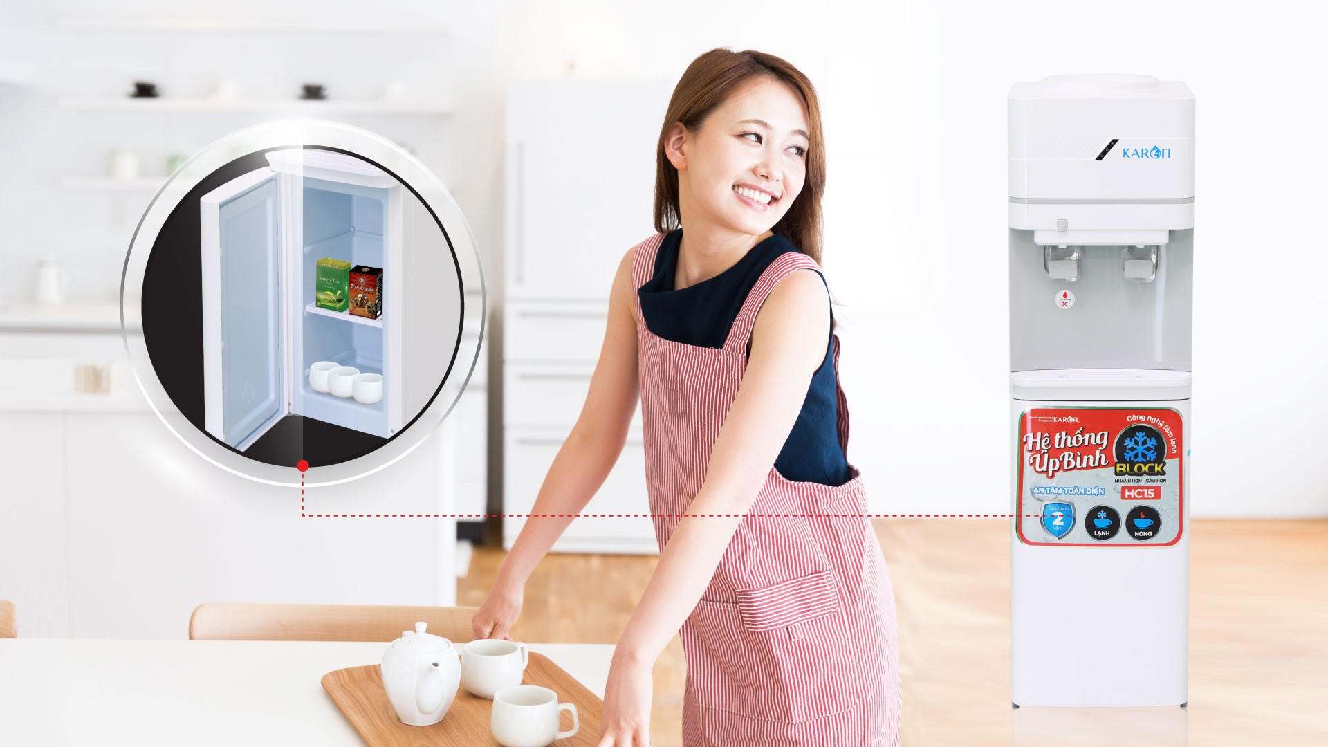 Cây nóng lạnh Karofi úp bình HC15