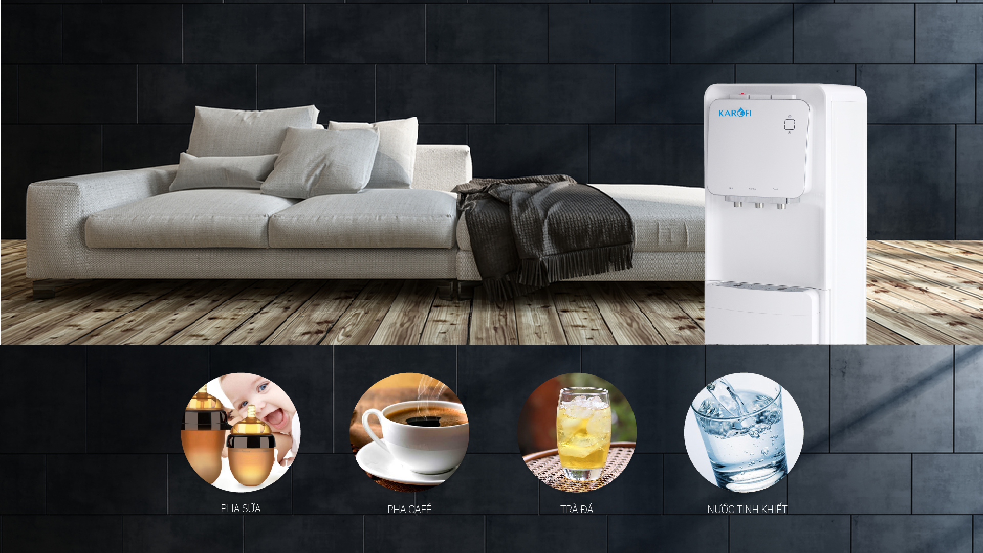Cây nước nóng lạnh hút bình Karofi HC19