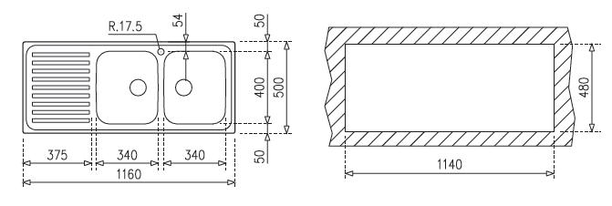 Chậu rửa Teka CLASSIC 1160.500 2B.1D
