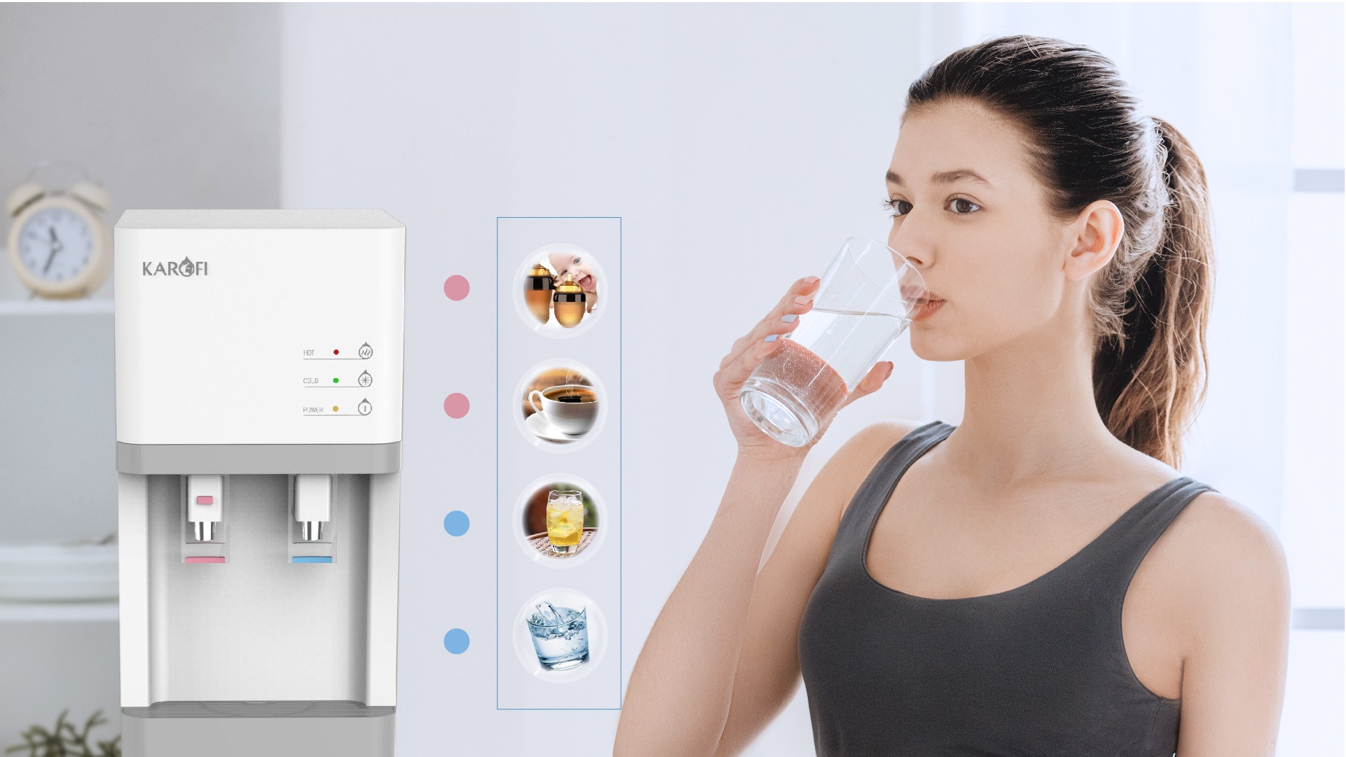 Máy làm nóng lạnh nước hút bình Karofi HCV200