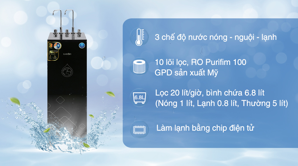 Máy lọc nước nóng lạnh Karofi KAD-X39
