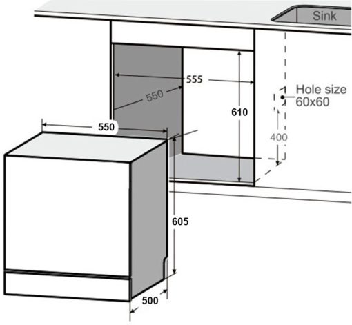 Máy rửa bát Latino ESI 08LT