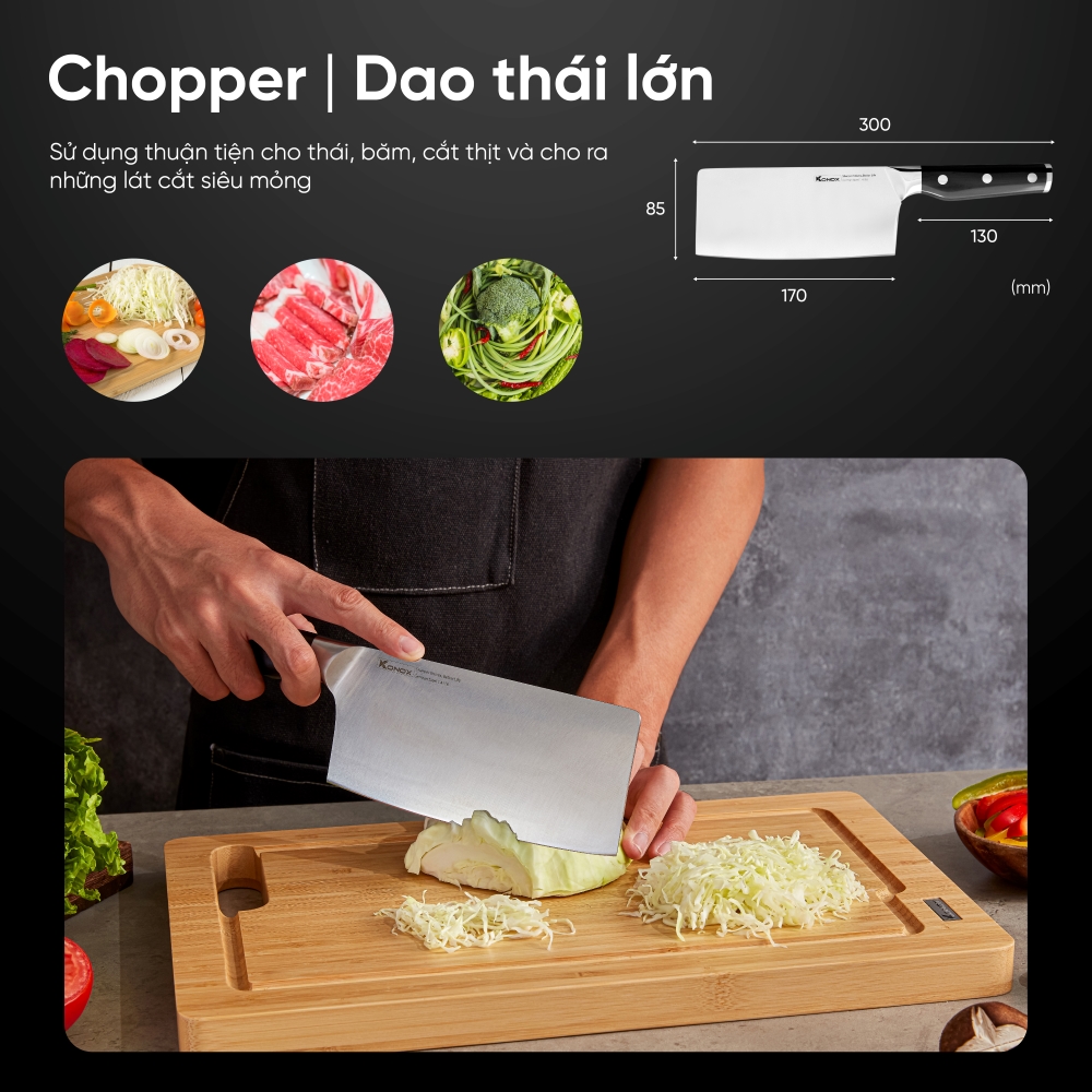 Bộ dao làm bếp cao cấp 3 món Konox Impecca Classic
