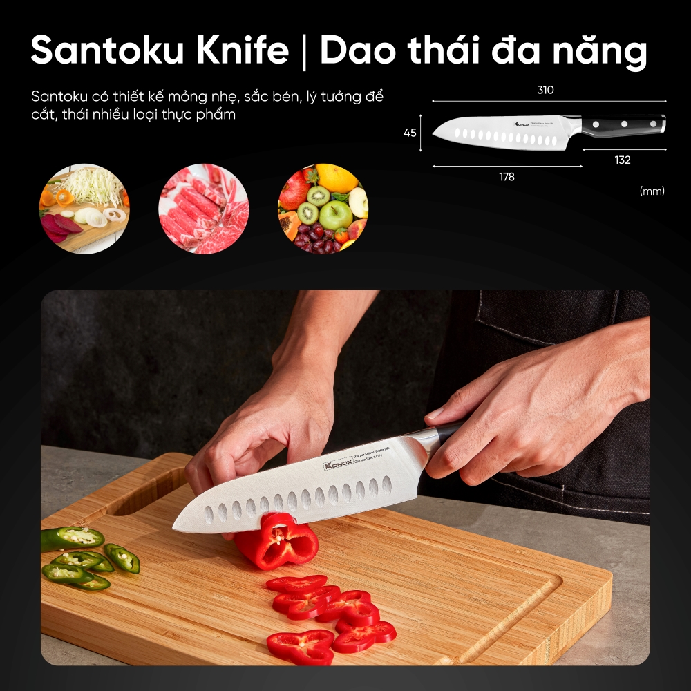 Bộ dao làm bếp cao cấp 3 món Konox Impecca Classic