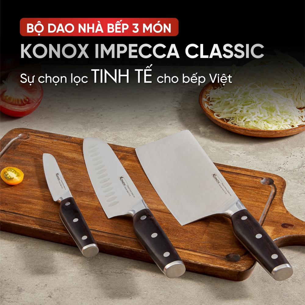 Bộ dao làm bếp cao cấp 3 món Konox Impecca Classic
