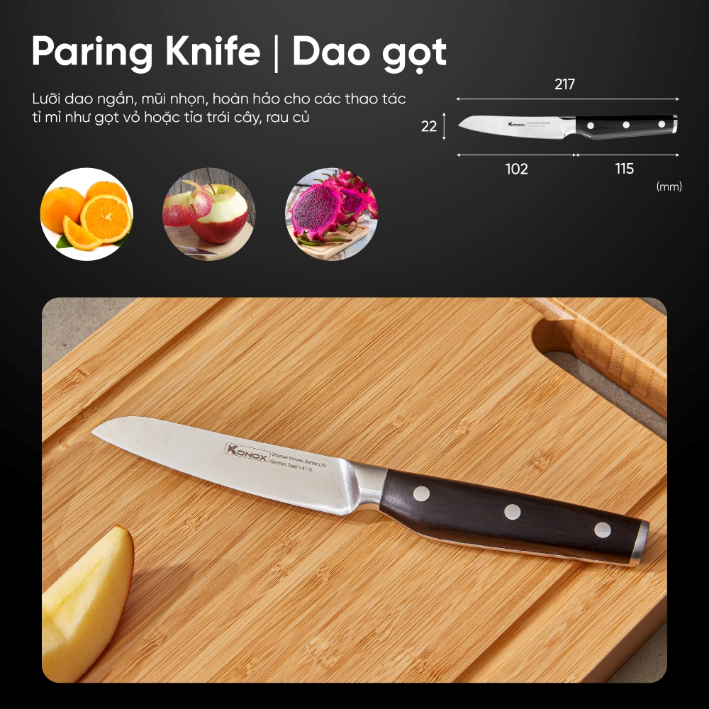 Bộ dao làm bếp cao cấp 5 món Konox Impecca