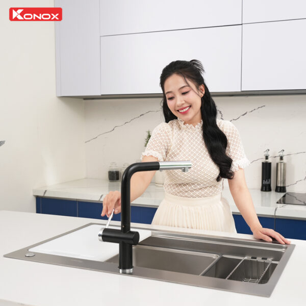 Chậu rửa bát 1 hố chống xước Konox KN8751TS Dekor