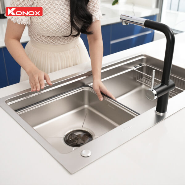Chậu rửa bát 1 hố chống xước Konox KN8751TS Dekor