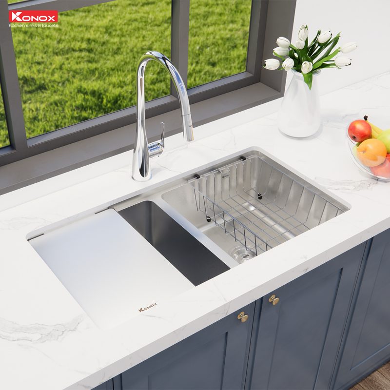 Chậu rửa bát chống xước Konox KN8646DU Dekor