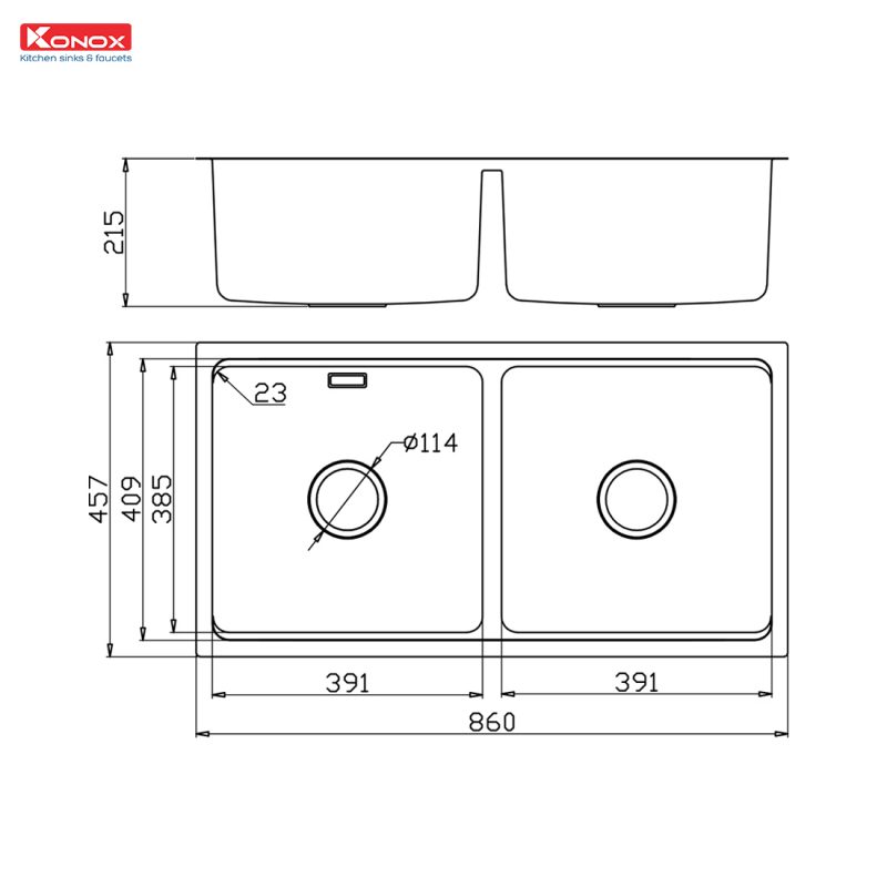 Chậu rửa bát chống xước Konox KN8646DU Dekor
