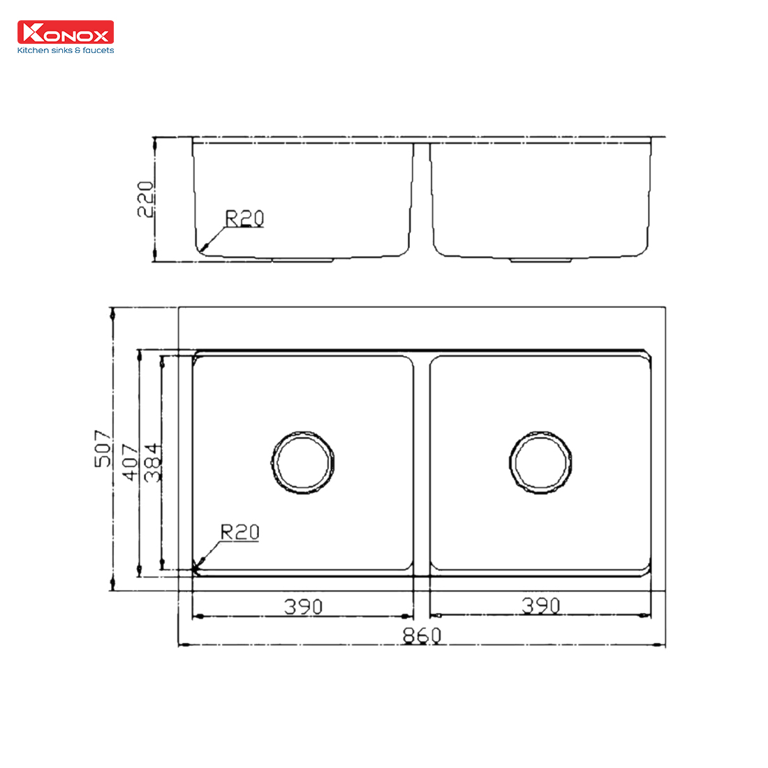 Chậu rửa bát chống xước Konox KN8651TD Dekor