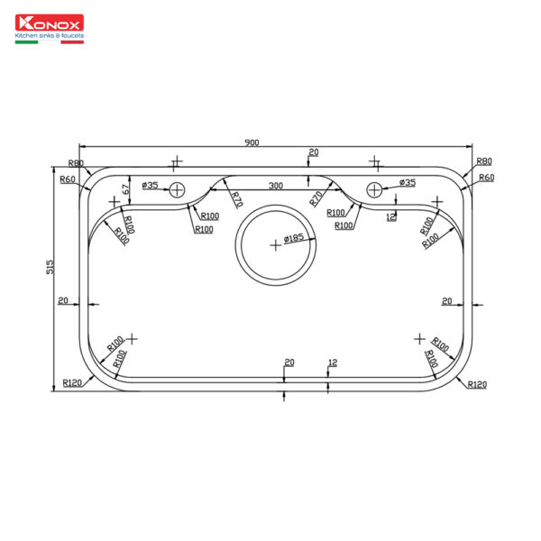 Chậu rửa bát phong cách Nhật Konox Tari 9051SM