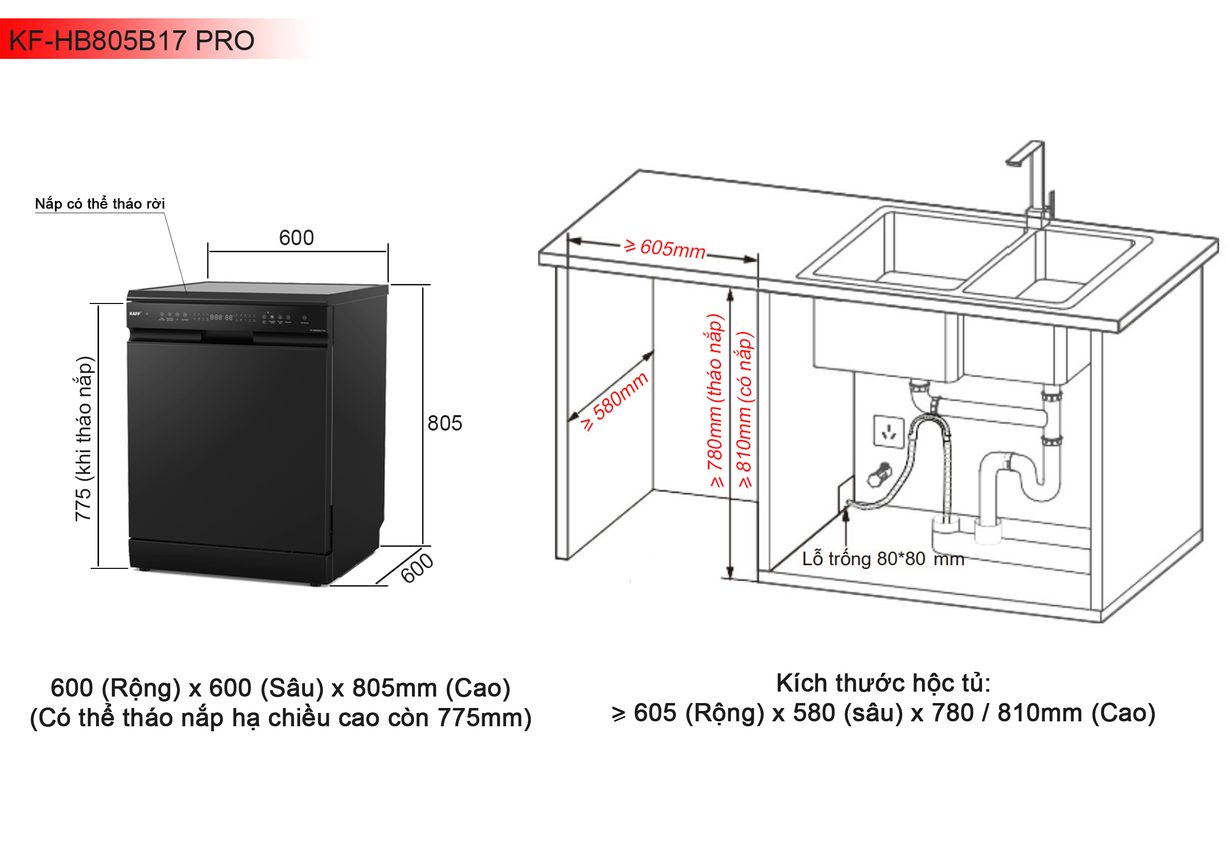 Máy rửa chén KAFF KF-HB805B17 PRO