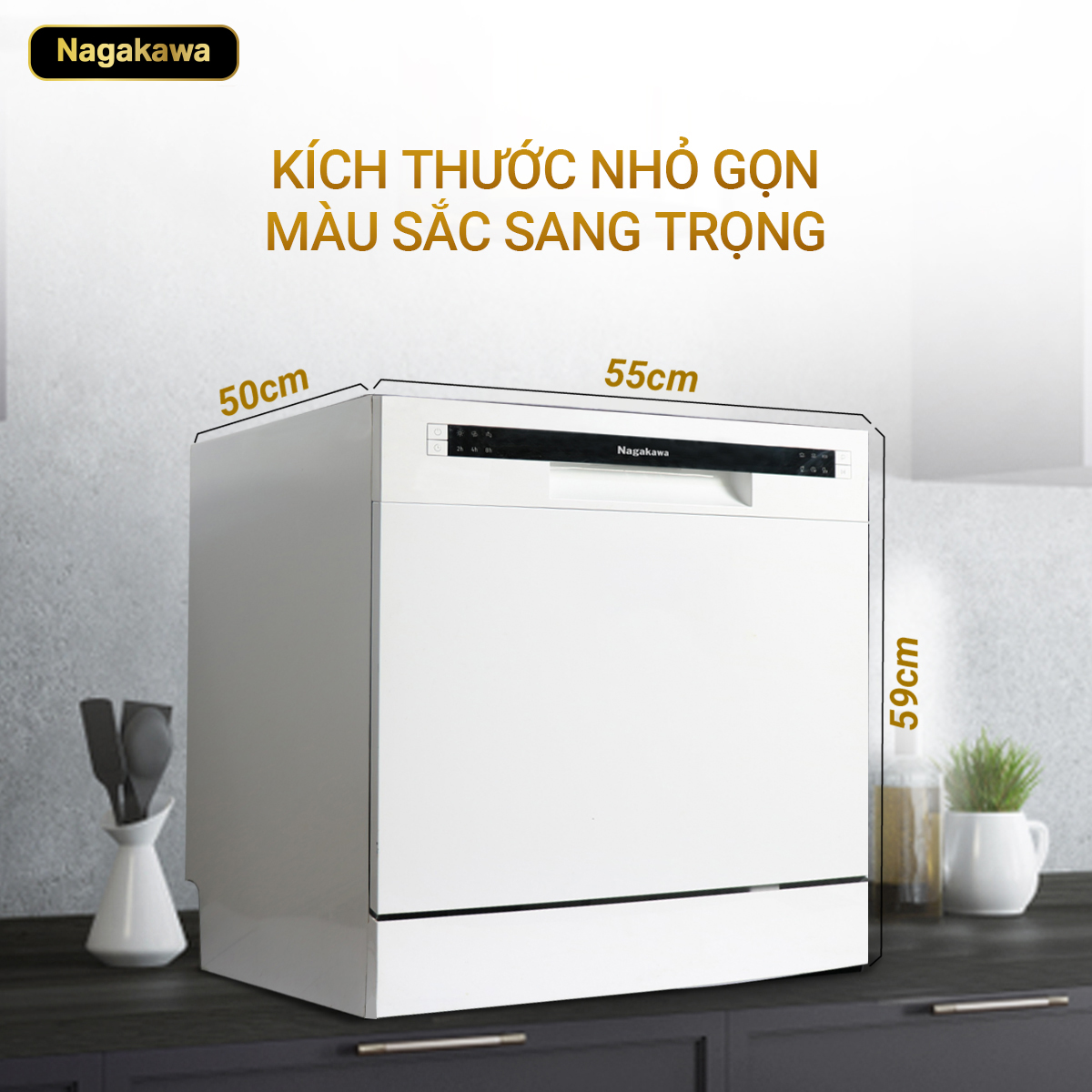 Máy rửa chén độc lập Mini NAGAKAWA NK8D61M