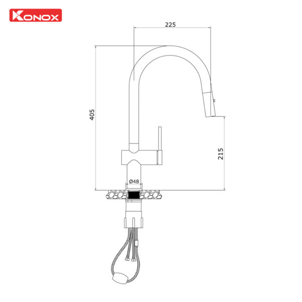 Vòi rửa bát rút dây Konox Comfor Chrome