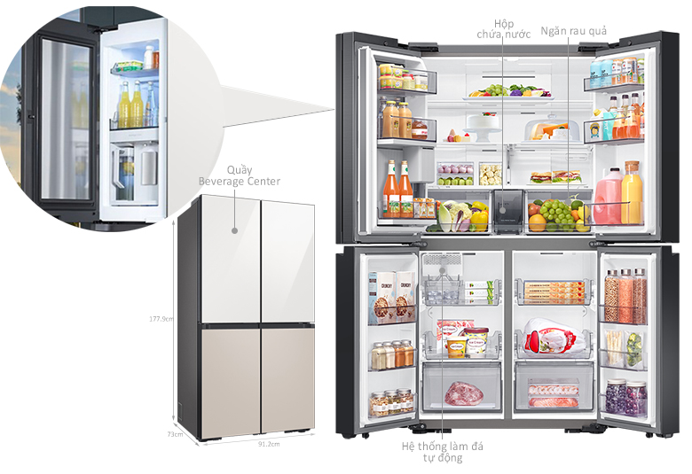 Tủ lạnh Samsung Bespoke Inverter 648 lít RF59CB66F8S/SV