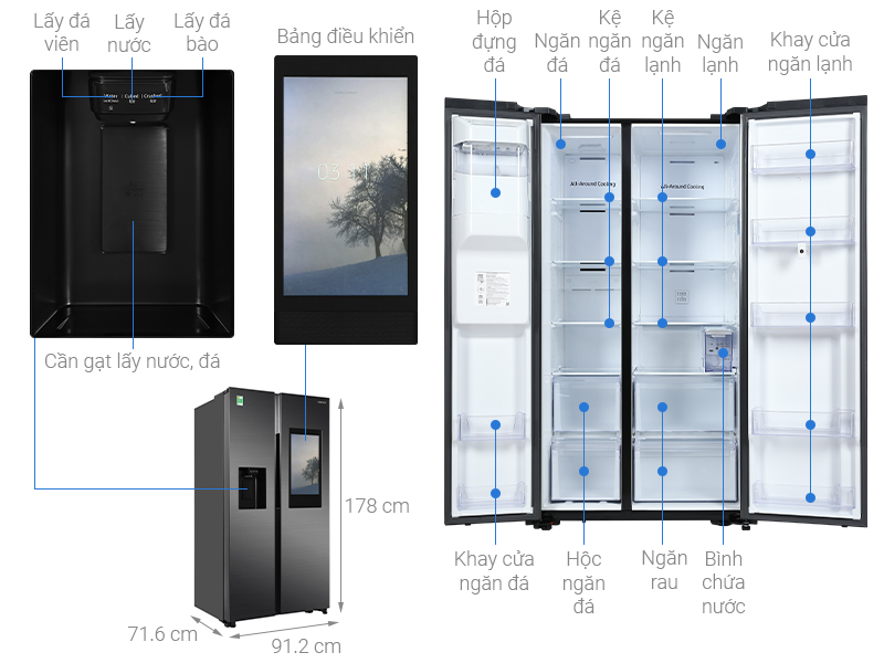 Tủ lạnh Samsung Inverter 616 lít Side By Side RS64T5F01B4/SV