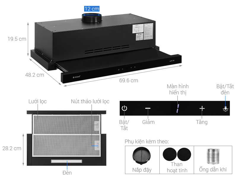 Máy Hút Mùi Âm Tủ Pramie ALP9-700