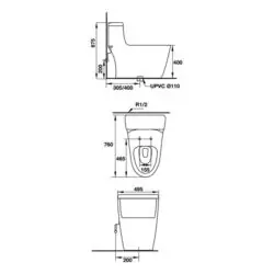 Thông Số Bồn Cầu 1 Khối Iconic Hafele 588.79.401