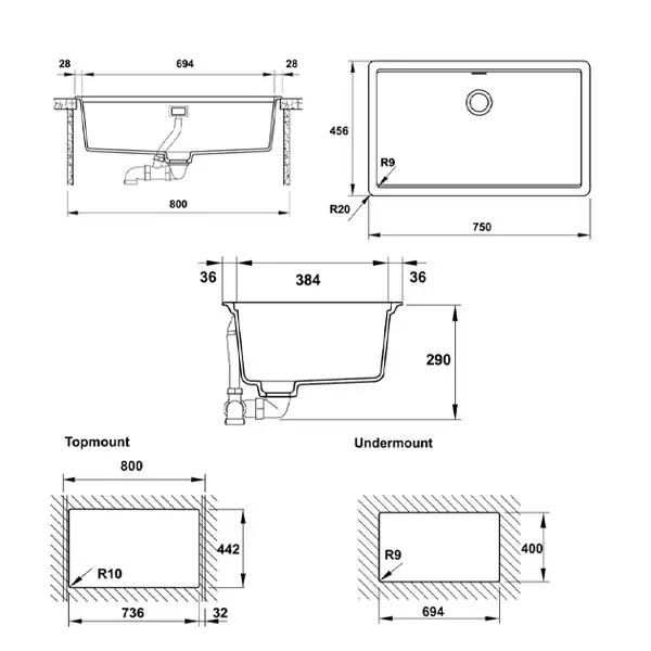 Chậu Rửa Đá HS20-GEN1S80 Hafele 570.30.300 Chậu Rửa Đá HS20-GEN1S80 Hafele 570.30.300