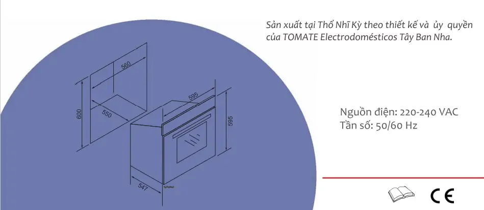 Lò nướng âm tủ TOMATE TOM 242 GOLD Lò nướng âm tủ TOMATE TOM 242 GOLD