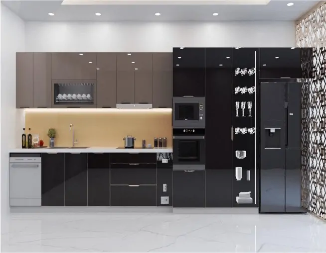 Tủ Bếp Nhôm Cánh Kính