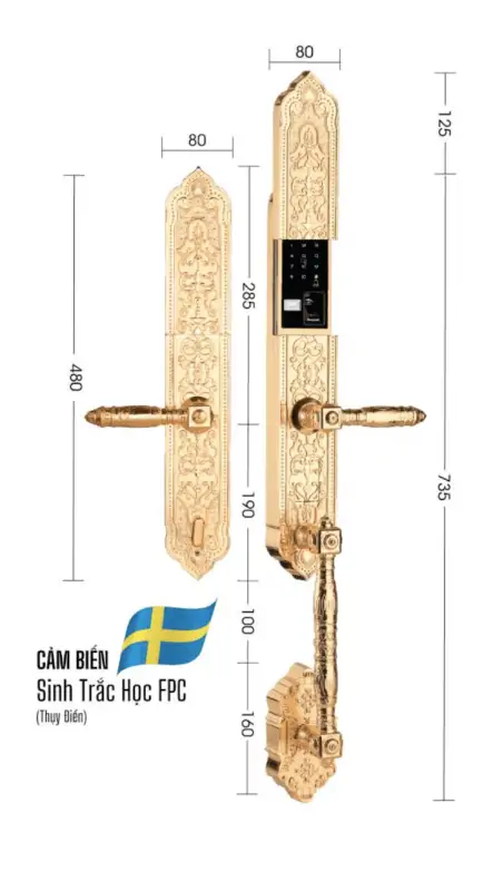 Khóa Đại Sảnh Demax SL888 24K BRASS