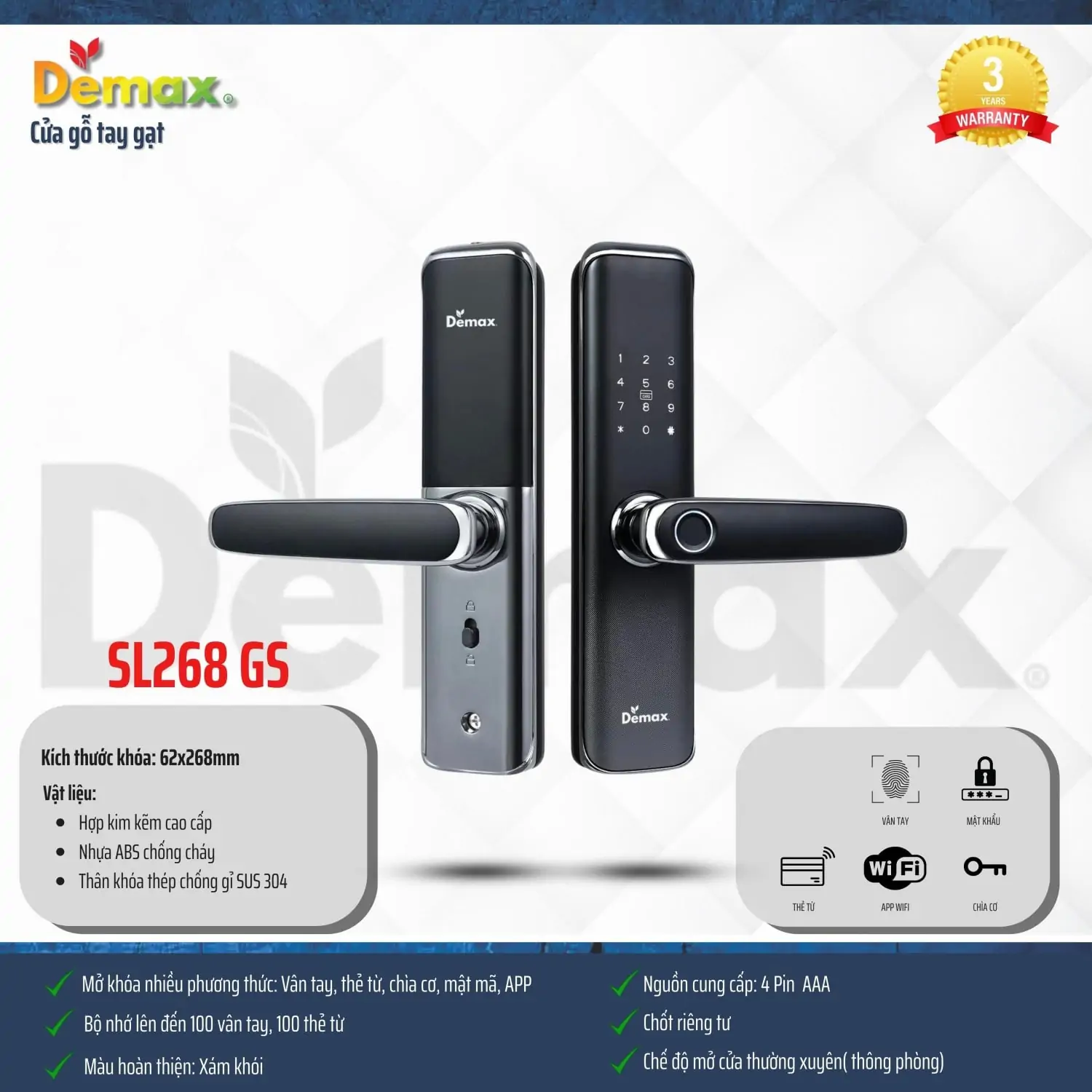 Khóa Điện Tử Demax SL268 GS