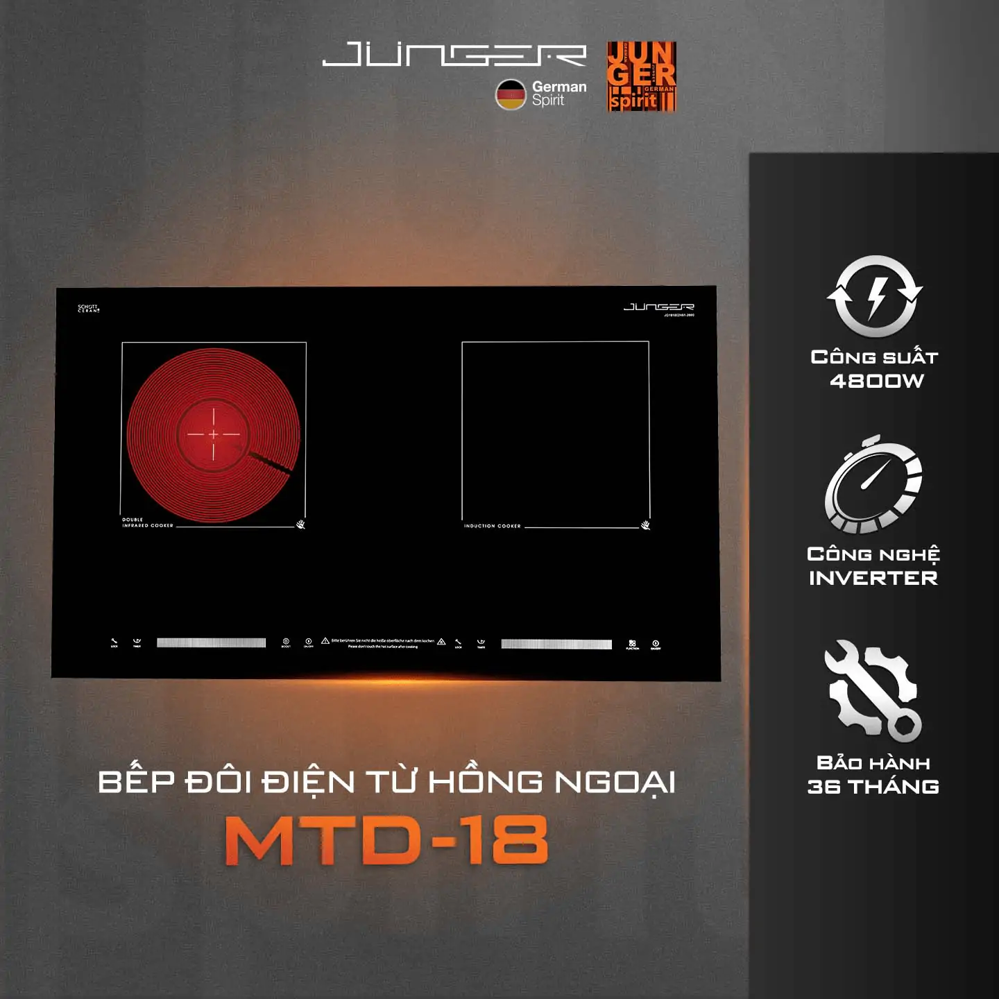 Bếp điện từ đôi Junger MTD-18