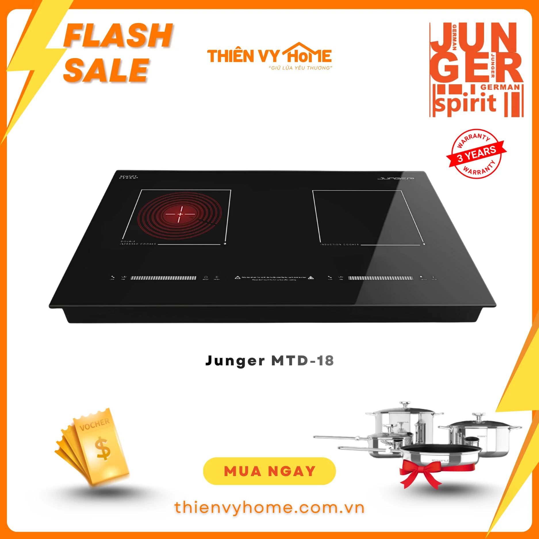 Bếp điện từ đôi Junger MTD-18