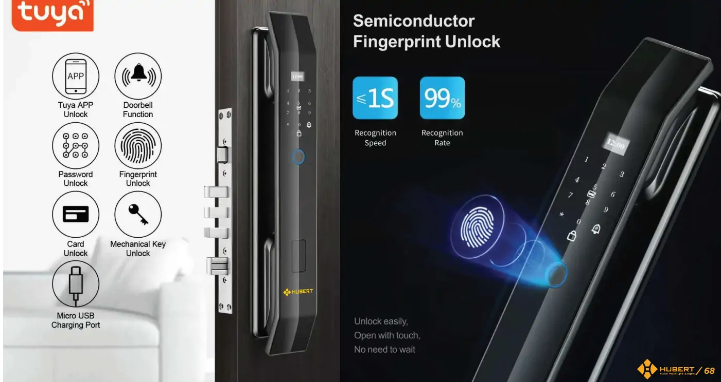 Khóa cửa vân tay Hubert HB CG25 Black