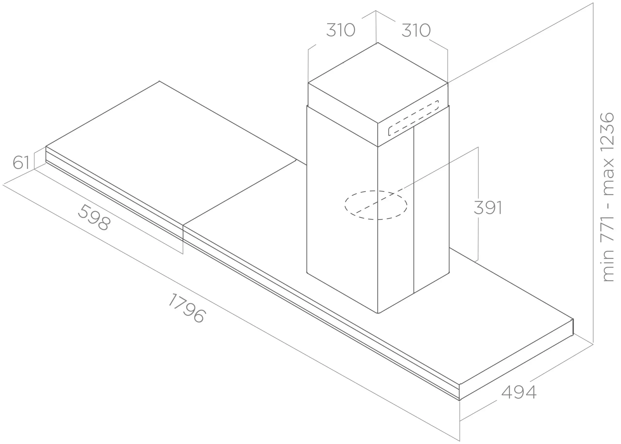 Máy hút mùi đảo Elica ELEMENT ISL @ IXBL/A/180 PRF0194399