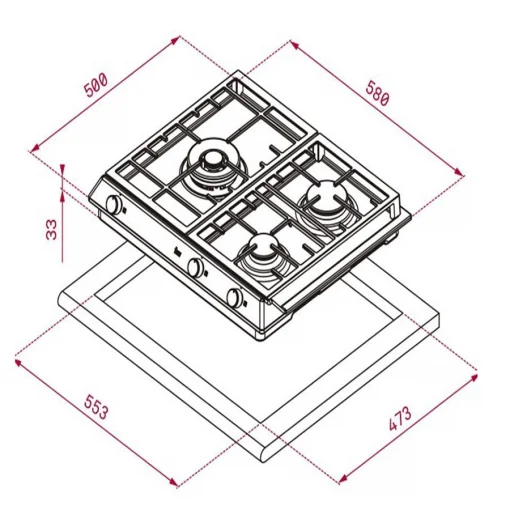 Bếp gas âm 3 vùng nấu TeKa EX 6 0.1 3G