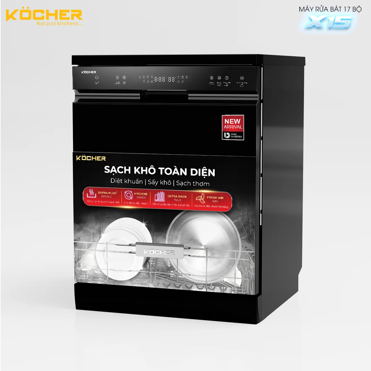 Máy rửa bát Kocher KDEU-X15B Pro