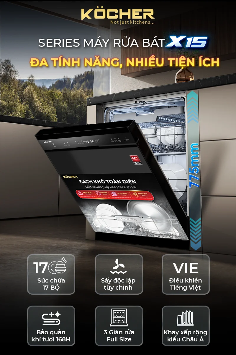 Máy rửa bát Kocher KDEU-X15B Pro