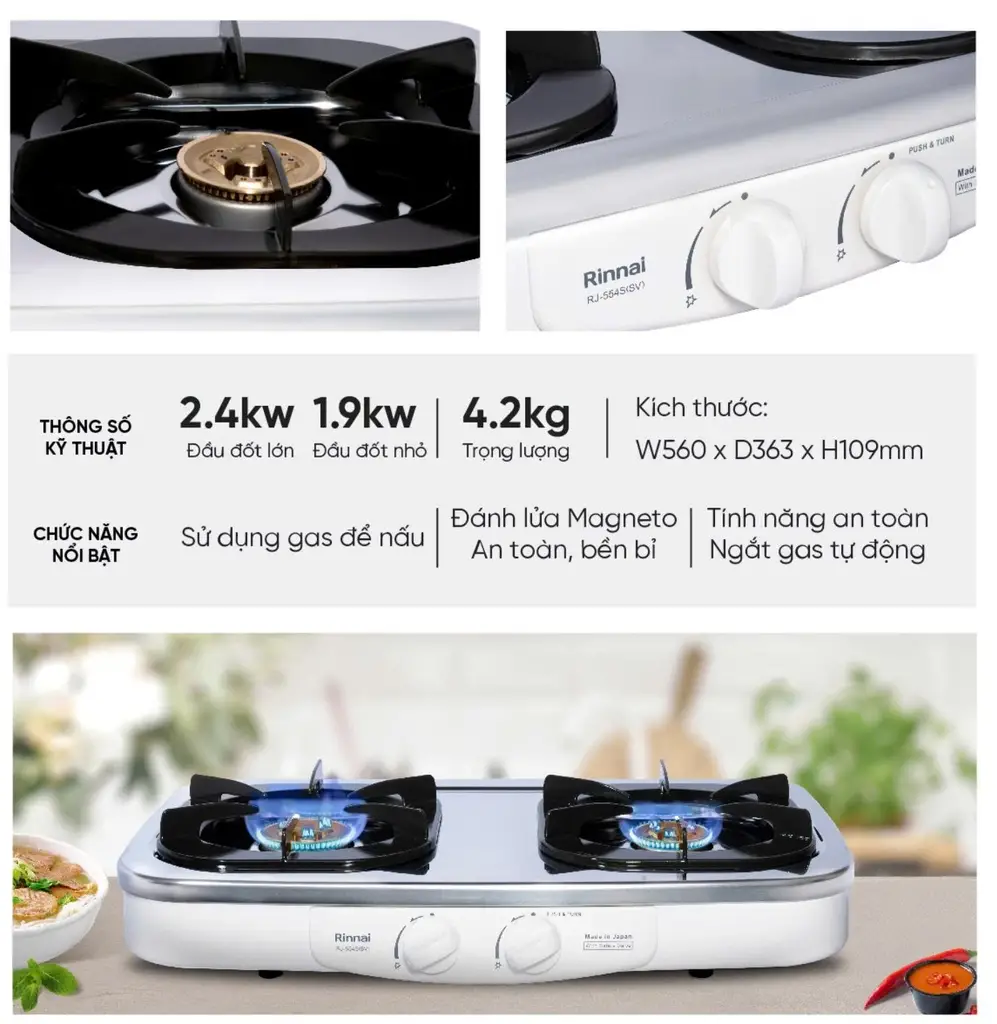 Bếp Gas Rinnai Nhập Nhật RJ-554S(SV)