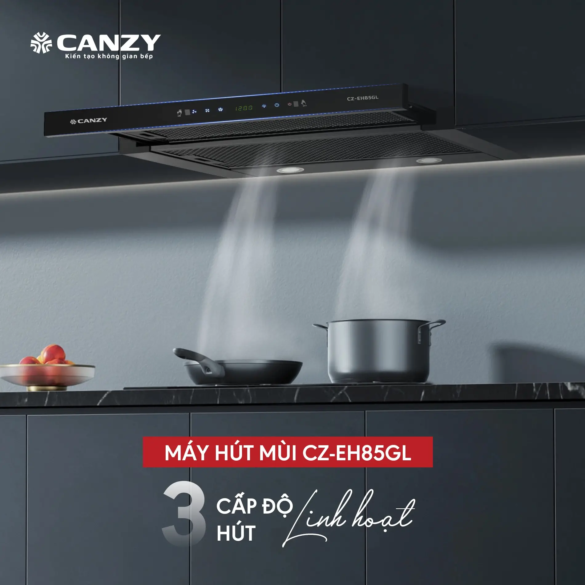 Máy hút mùi âm tủ Canzy CZ-EH85GL ba cấp độ hút
